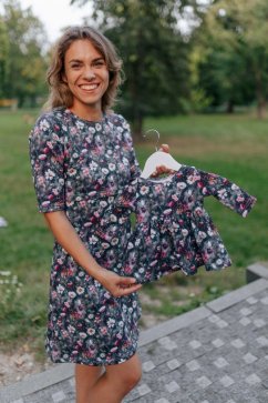 MATCHY A-line dress - watercolor daisies