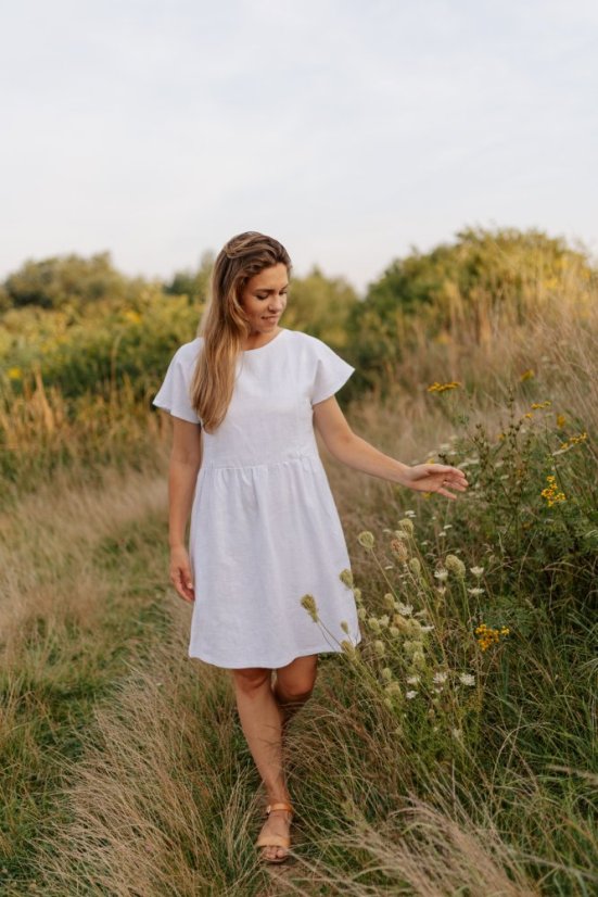 Lněné krátké šaty - MÁMA A DCERA – různé barvy - Velikost: 3XL/4XL