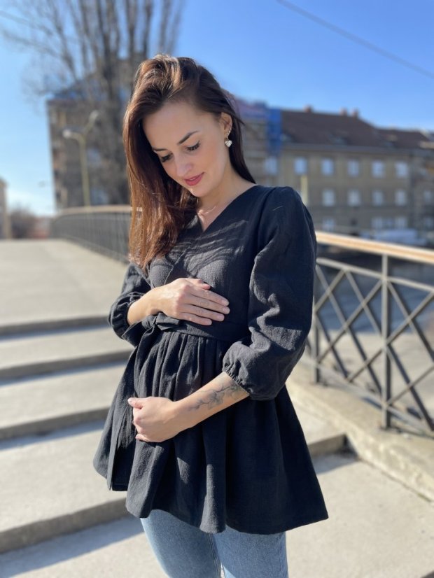 Lnená zavinovací halenka - různé barvy - Velikost: 3XL/4XL