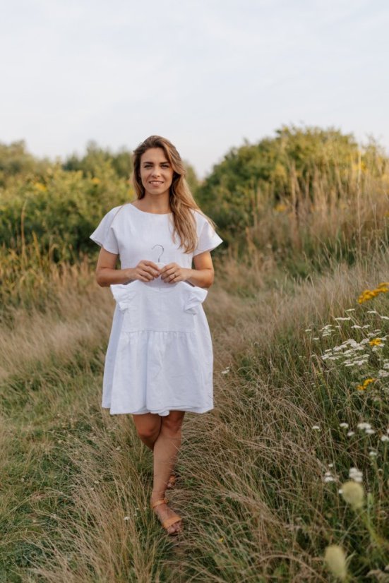 Lněné krátké šaty - MÁMA A DCERA – různé barvy - Velikost: 3XL/4XL