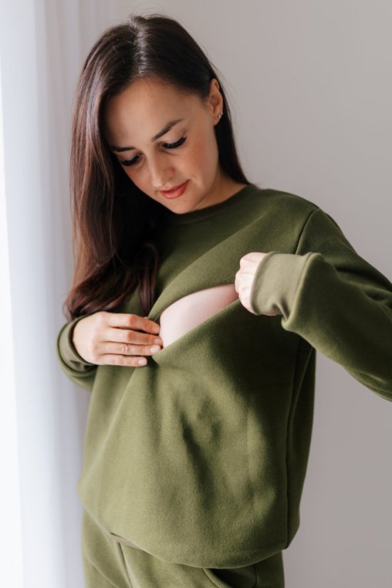 Warm Sweatshirt / Sweater - army green - Size: XL/2XL