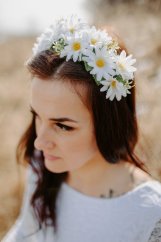 Květovaná svatební čelenka – bílá