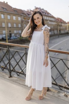 Madeirove šaty "Aurela romantika" - bílé