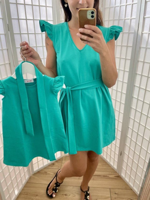 Knitted dress "Valencia" - MOM and DAUGHTER - dark mint - Size: XL/2XL
