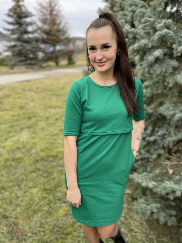 Straight MATCHY nursing dress - green