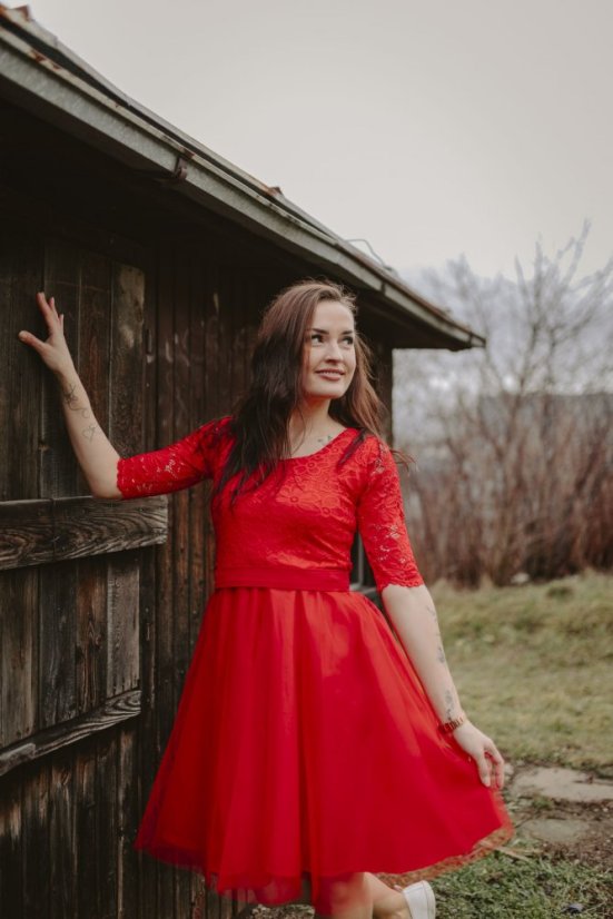 Společenské šaty "Grace"– červený - Velikost: XL