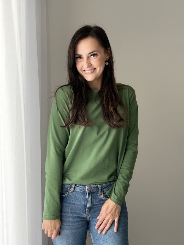 Nursing t-shirt with zippers - army green - Size: M/L