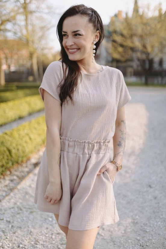 Mušelínové elegantní kraťasy - béžová