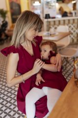 Knitted dress "Valencia" - MOM and DAUGHTER - burgundy