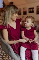 Knitted dress "Valencia" - MOM and DAUGHTER - burgundy
