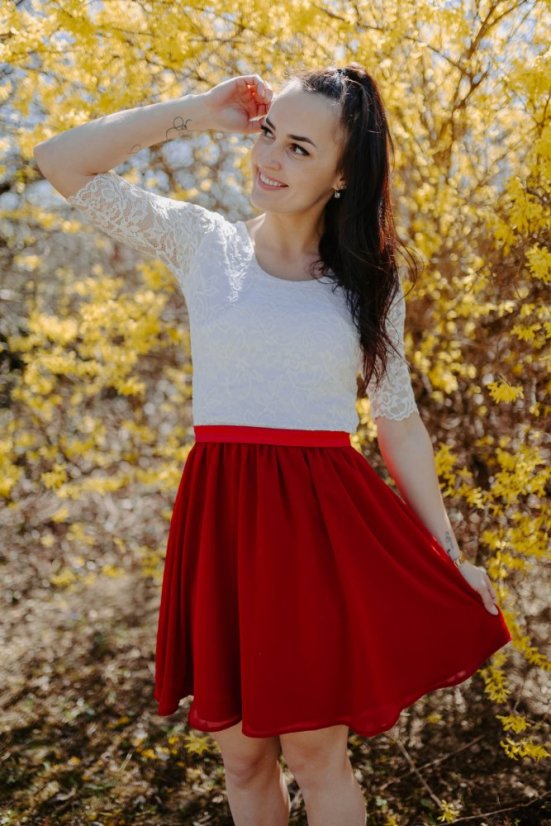 Formal dress "Grace" – Cream and Burgundy