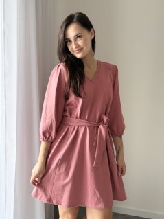 Teplákové kojicí šaty "Valencia" – tmavá starorúžová