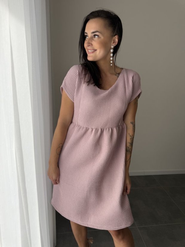 Cotton dress "Waffle" - old pink - Size: XL/2XL