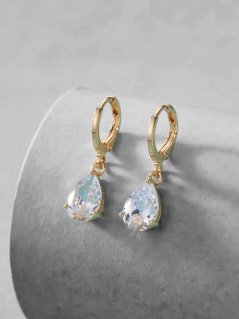 Kamínkové náušnice - zlaté slzičky