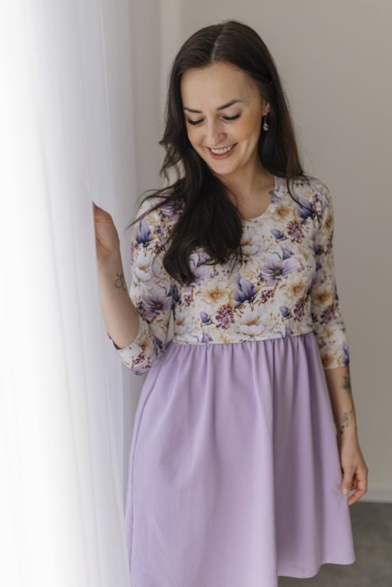 "Bohemia" dress - MOM and DAUGHTER - LILA flowers - Size: M