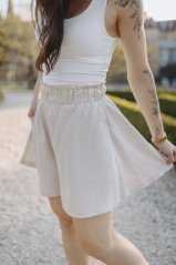 Lněné elegantní kraťasy - béžové