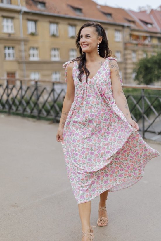 Šaty ke kojení "Aura" - Květiny - dlouhé