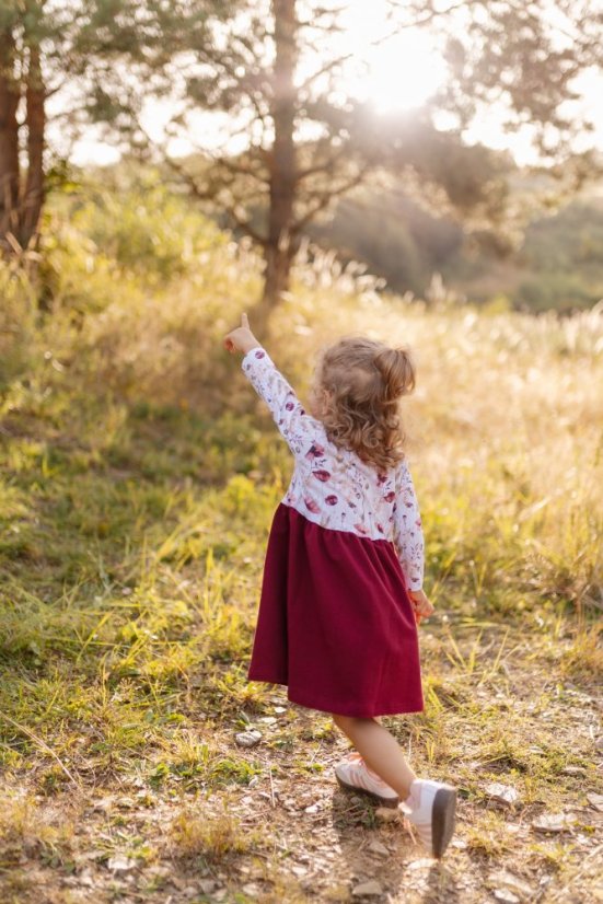 Girls' dress "Bohemia" - burgundy poppies
