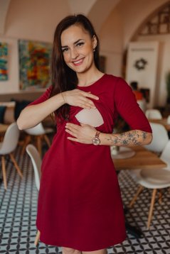 A-line nursing cut dress - burgundy