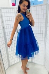 Společenské tylové šaty ke kojení– královská modrá