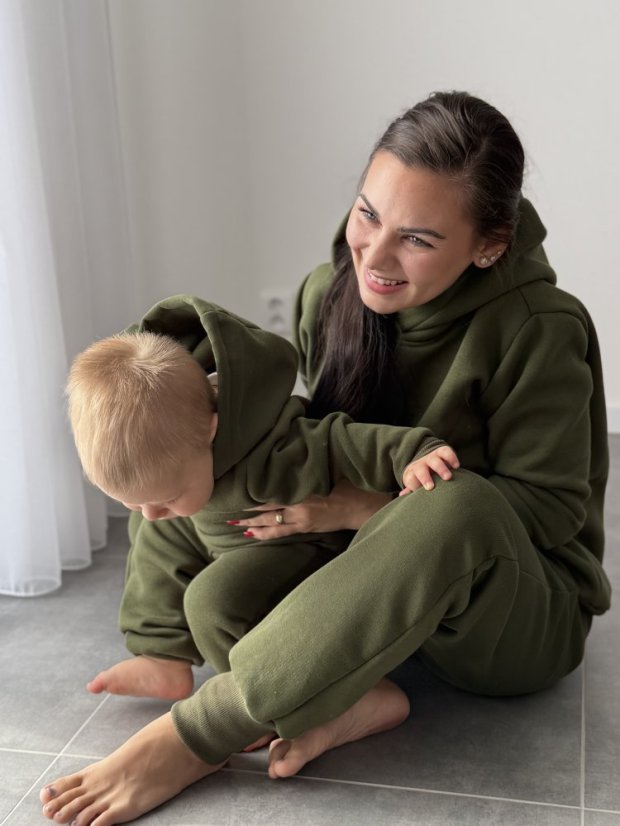 Warm tracksuit with hood - MAMA and MINI - various colors