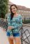 Cotton T-shirt - tyrkys flowers - Size: XL