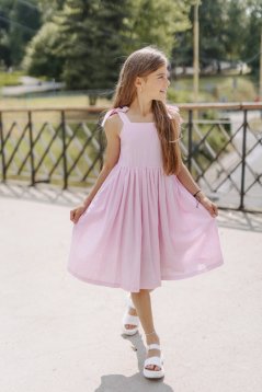 Dívčí lněné šaty "Aurela romantika" - baby pink