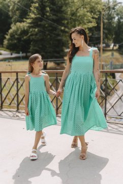 Šaty "Aurela romantika" MAMA A DCERA - tyrkys