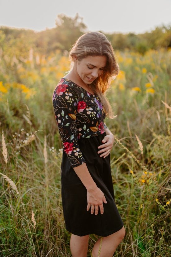 Dress "Bohemia" - gold flowers with black - Size: Custom size