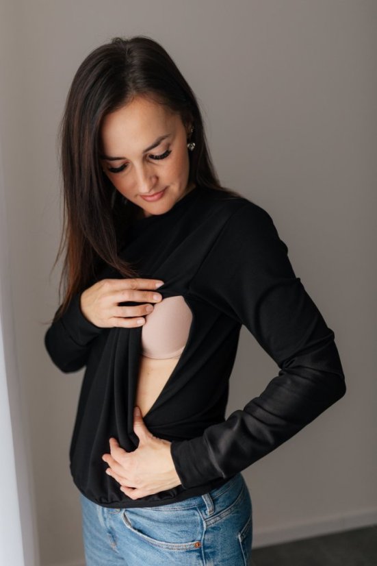 Women's thin sweatshirt - black - Size: XS/S