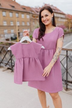 Bavlnené šaty "Waffle" - MÁMA A DCERA – mauve