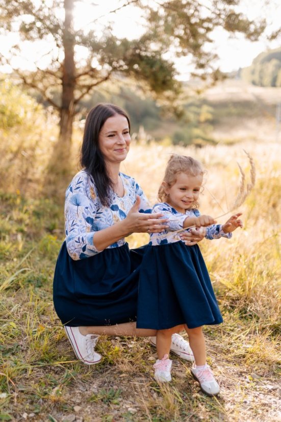 Šaty „Bohemie“ - MÁMA a DCERA - modré květiny