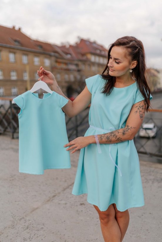 Elegantní šaty ke kojení– MÁMA A DCERA – modré