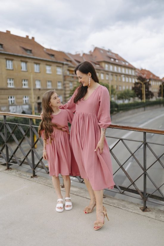 Šaty "Boho Breeze" MAMA A DCERA - tmavě starorůžová
