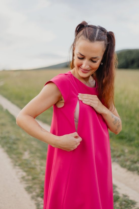 Elegantní šaty ke kojení – Malinové - Velikost: XL/2XL
