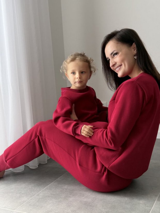 Teplá tepláková souprava bez kapuce - MAMA a MINI - různé barvy