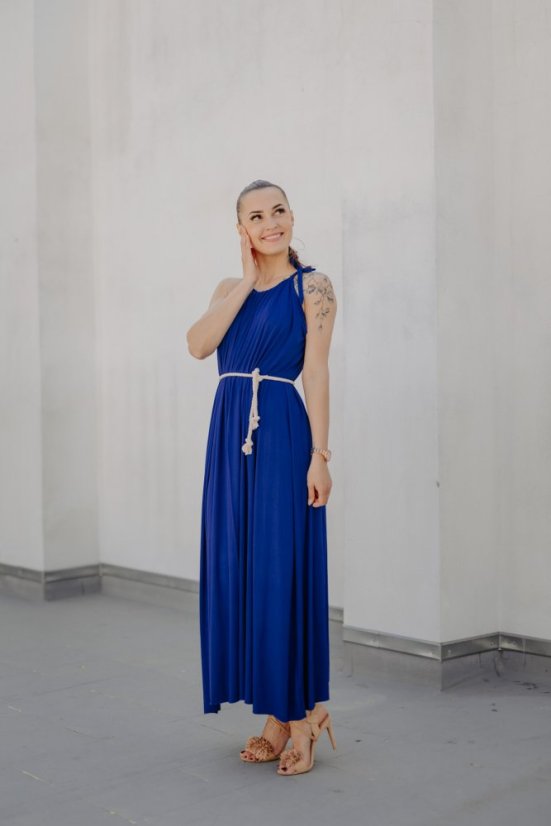 Bambusové šaty – královská modrá - Velikost: UNI, Délka: MIDI