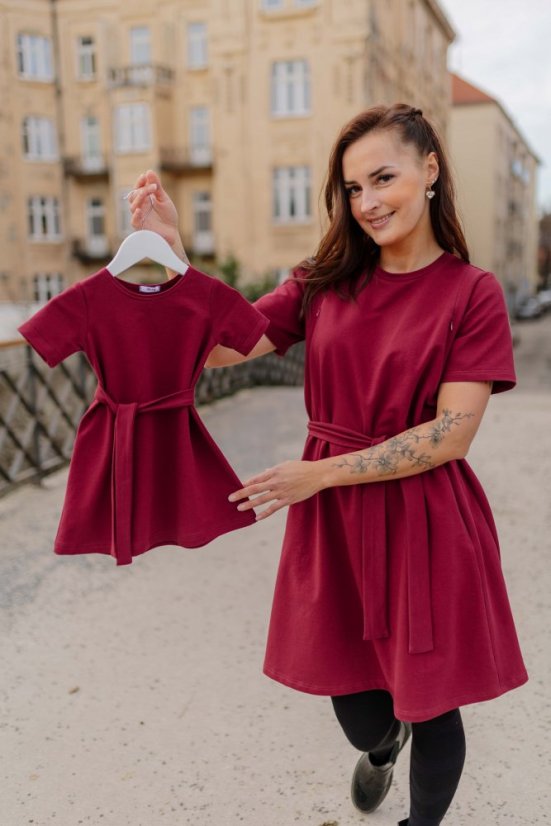 Šaty "Luna" Basic - MÁMA a DCERA – Bordová - Velikost: XS/S