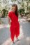 Linen nursing jumpsuit - red