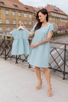 Bavlnené šaty "Waffle" - MÁMA A DCERA – light blue