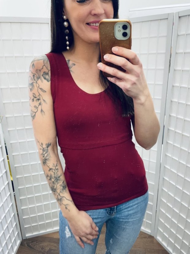 Tank breastfeeding top – burgundy