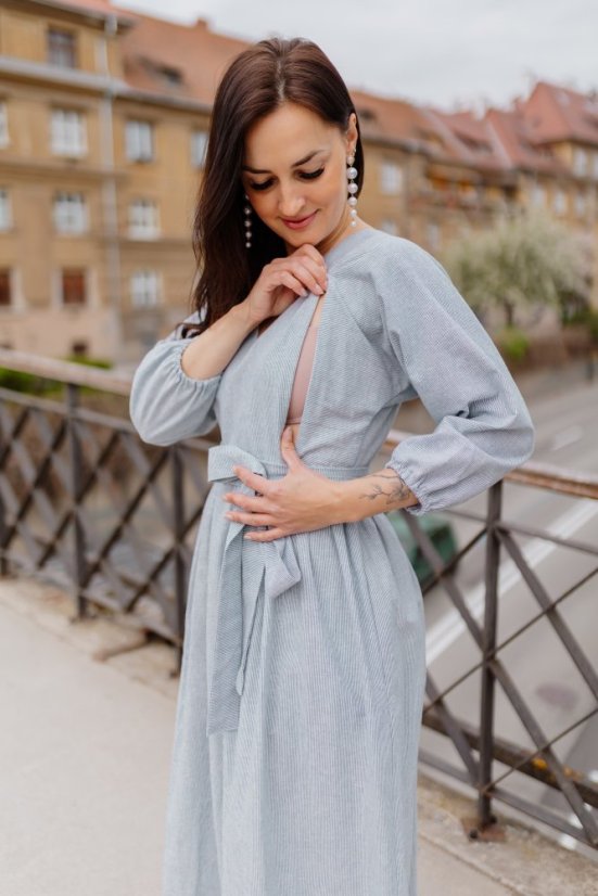 Linen dress "Boho Breeze"  - strips - Size: 3XL/4XL