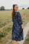 Poplin wrap dress - dark blue flowers - Size: XL/2XL