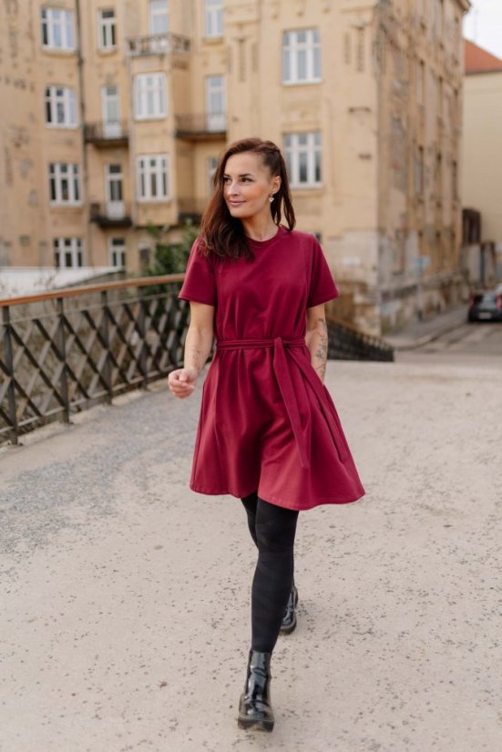 Teplákové šaty "Luna" – Bordová - Velikost: XL/2XL