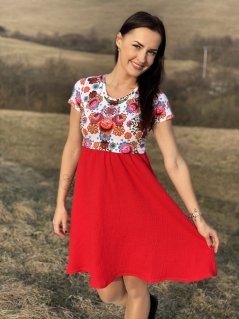Dress "Bohemia" Muslin - red folk