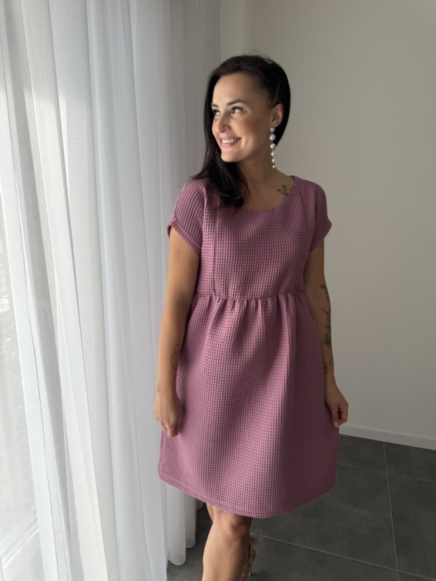 Cotton dress "Waffle" - mauve - Size: XS/S