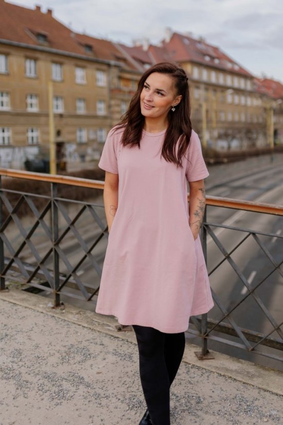 Teplákové šaty "Luna" – Starorůžová - Velikost: XS/S