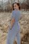 Linen nursing jumpsuit - navy blue belt