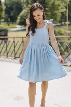 Lněné šaty "Aurela romantika" - baby blue