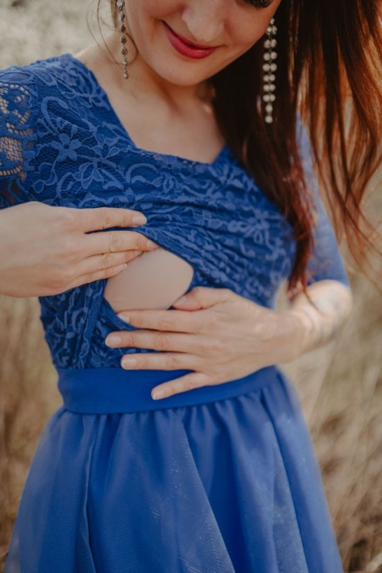 Společenské tylové šaty ke kojení – Tmavomodré